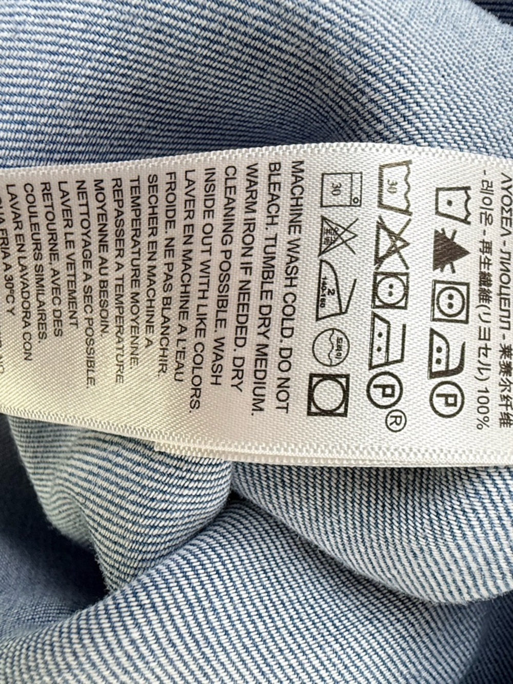 Levi’s Chambray Smocked Waist Midi Dress Button Front Tencel Cottagecore XS - Picture 8 of 9